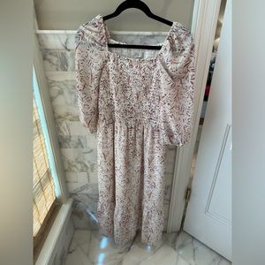 LOFT SMOCKED DRESS SMALL PETITE